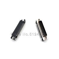 10pcs/lot DB25 male/female seat welded plate DR25 serial port connector double row horizontal 90° bent pin