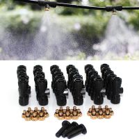 11/21/42/63pcs Misting Nozzles Kit Include Brass Fog Nozzles and 1/4" T Joint For Patio Garden Water Misting Cooling System