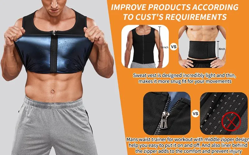 ❀♘◙ Men Body Shaper Sauna Heat Trapping Sweat Enhancing Vest Workout Gym Slimming Compression Suit Waist Trainer Corset with Zipper | Lazada.vn ❀♘◙ Men Body Shaper Sauna Heat Trapping Sweat Enhancing Vest Workout Gym Slimming Compression Suit Waist Trainer Corset With Zipper | Lazada.Vn