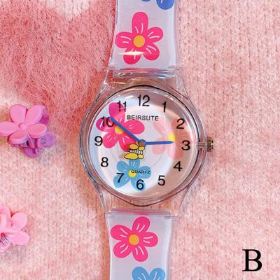 นาฬิกาดอกไม้สีน่ารักเด็กผู้หญิงเจลลี่ดูสดใสขนาดเล็ก นาฬิกาข้อมือนักเรียนมัธยมต้น MODE Korea D1Y8