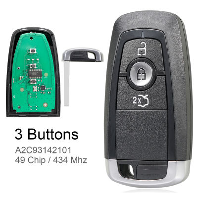 3ปุ่ม433MHz Keyless สมาร์ทรีโมทกุญแจรถ Fob กับ49ชิป A2C93142101เหมาะสำหรับ Para Ford Edge/ S-MAX /Galaxy/Para Ford KA + /Para Ford Figo 2017-2019