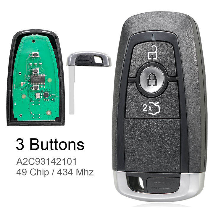 3 Buttons 433MHz Keyless Smart Remote Car Key Fob with 49 Chip