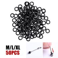 50Pcs O-Rings Seal Gasket Black Silicone Fish Bite Indicator Worms Wacky Rig Fishing Bite Indicator Lure Fishing Tackle Tool