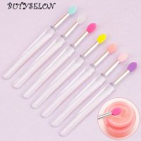 5pcs Soft Silicone Lip Balms Brush Lipstick Applicator With Sucker Dust Cover Lipgloss Cosmetic Makeup Brushes Beauty Tools