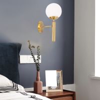 Decorative Led Wall Lamp Lighting Nordic Glass Ball Chandelier Bathroom Mirror Light Gold Modern Round Wall Lamp Warm White Light