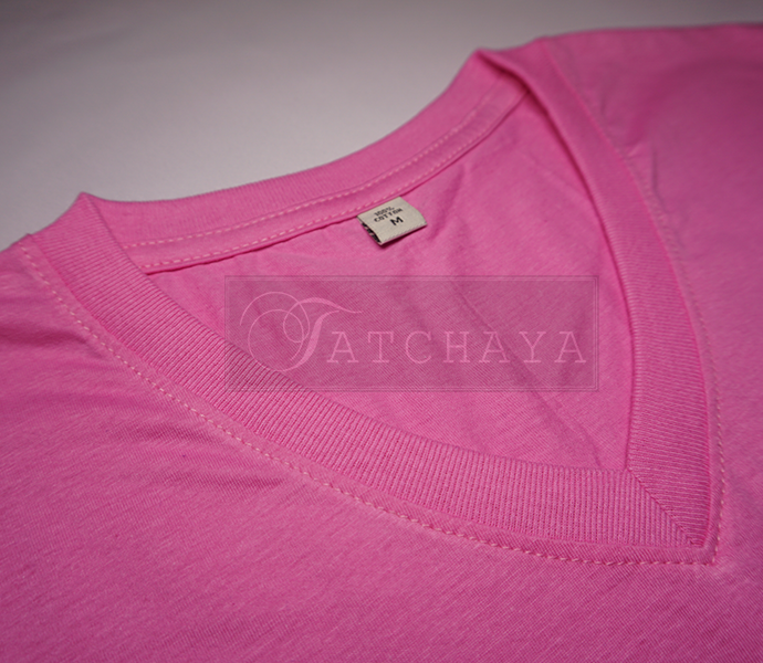 tatchaya-เสื้อยืด-คอตตอน-สีพื้น-คอวี-แขนสั้น-pink-สีชมพู-cotton-100