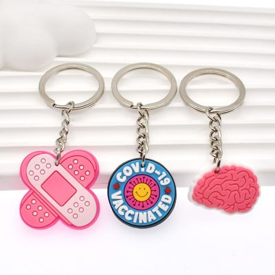 1PCS PVC Rubber Hot Keychain for Nurses New Design Medicine Care Style Heart &amp; Brain Car Key Pendant Cute Bag Ornament Gift Key Chains