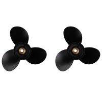 2X Outboard Propeller for 8-20Hp 9 1/4 x 9 Aluminum Alloy 3 Blade Black 10 Spline Tooth R Rotation