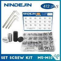 ชุดสกรูชุด NINDEJIN สกรูหัวหกเหลี่ยมเหล็กสเตลเลสตีลคาร์บอนแบบหัวขาดหัวน๊อตหัวแบนหัวด้วงจุดถ้วยสลักเกลียวชุดปลายเว้า