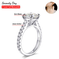 Serenity วันจริง D สี9มิลลิเมตร3กะรัตเต็ม Moissanite แหวนสำหรับผู้หญิง100 เงินสเตอร์ลิงวงแผ่น Pt950เครื่องประดับ Fine Wholesal