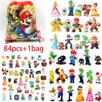 12Pcs/48Pcs/84Pcs Super Mario Bros Action Figures Set Kawaii Mario Bros Luigi Yoshi Bowser Anime Figure For Children Toys Gifts