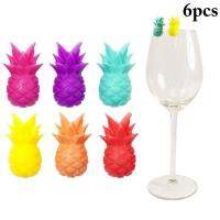 6pcs Silicone Red Wine Glass Marker Creative Pineapple Marker Charm Drinking Glass Identification Cup Labels Tag Signs Bar Tools Bar Wine Tools