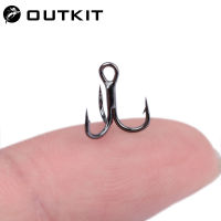 OUTKIT 10 ชิ้น 3x Strong Super Sharp Round Treble Hook Antirust เหล็กคาร์บอนสูง 10-18 # Sea Treble ตะขอตกปลา-hexinge