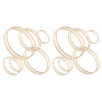 24 Pieces Wooden Bamboo Floral Hoop Set Macrame Craft Hoop Rings for DIY Wreath Decor, Dream Catcher