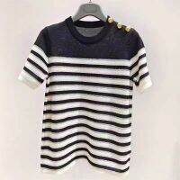 Spot 2023 Spring And Summer Striped Simple Knitted Sweed Girl