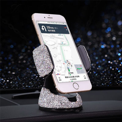 Rhinestone Car Phone Holder Dashboard Universal Smartphone Cell Phone Car Stand Mount Suction Cup Holder Car Accessory For Girls
