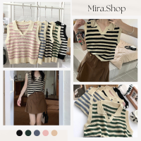 Mira_shop เสื้อกล้ามลายทาง เสื้อแขนกุด เสื้อยืด ผญสวย ๆ เสื้อแฟชั่นผญ 031#