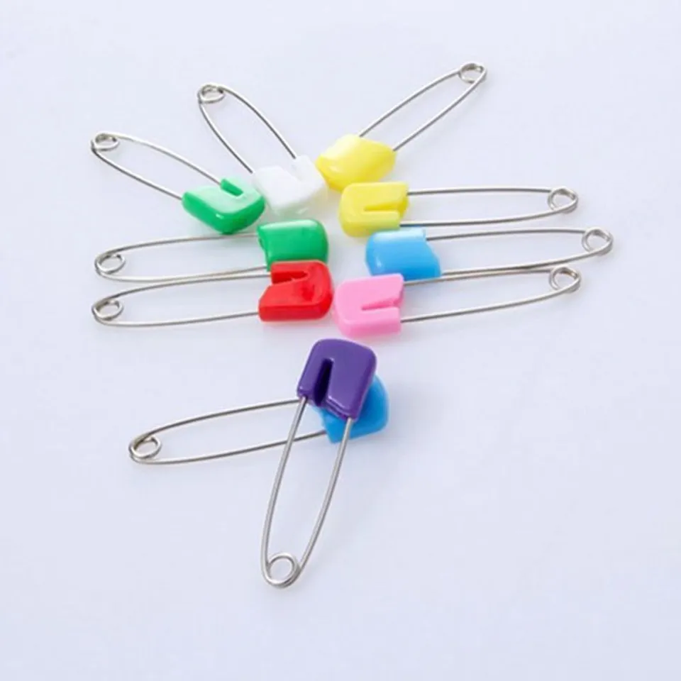 Useful Hot Sale Plastic Head Pins Safety Pins Craft Pins 50Pcs Baby Diaper  Locking Pin Lock Baby Clothes Pins Locking Cloth Pins Nappy Pins