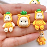 10Pcs Kawaii Cartoon Pineapple Bear Flat back Resin Cabochons Embellishments Scrapbooking Craft DIY Hair Bows Accessories Decor