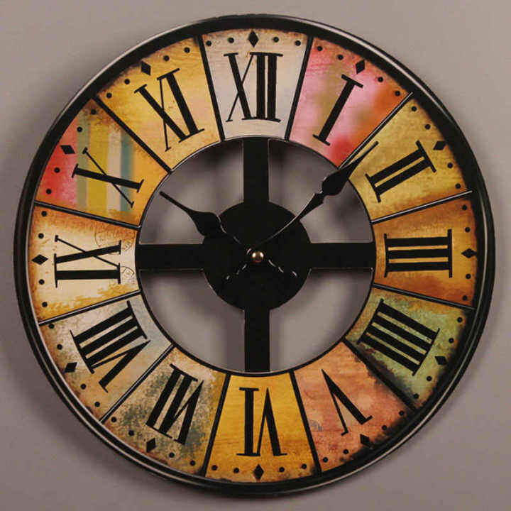 【Soft Lip Shop】Vintage Wooden Wall Clock Home Decorative Wall Clock For