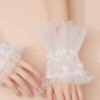 ✸ Wrist Cuffs for Womens Fashion Pleated Horn Cuff Detachable Shirt Sleeve Cuffs Sunscreen Wedding Dress Accessories