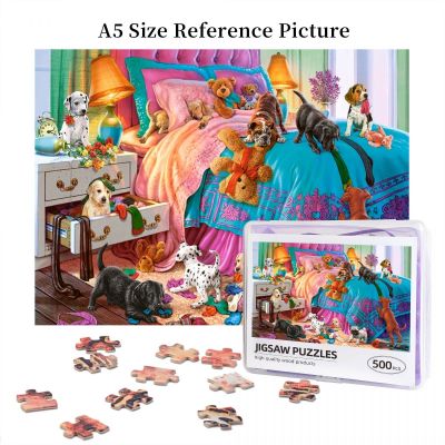 Naughty Puppies Wooden Jigsaw Puzzle 500 Pieces Educational Toy Painting Art Decor Decompression toys 500pcs