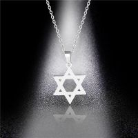 Men Women Trendy Mogan David Star Pendant Necklace Israel Jewish Stainless Steel Chain Star of David Heart Bear Choker Jewelry