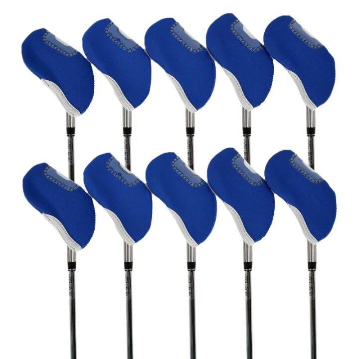 10-pcs-golf-club-iron-head-protector-golf-iron-head-covers-set-iron-putter-protective-club-cover-อุปกรณ์กอล์ฟ-14-สี