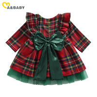 Ma&amp;Baby 6M-6Y Christmas Dress For Girls Toddler Kid Child Red Plaid Bow Dresses For Girl Xmas Party Princess Costumes