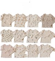 Autumn 2023 Boys Girls Pajamas Pure Cotton Cute Print Long Sleeve T Shirt and Pants Two Piece Set Baby Girl Outfit Set