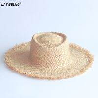 Wholesale high quality raffia hatsDIY hat by yourself summer straw sun hats with flowerpompombeltbeescarfbowaccessories