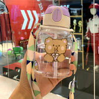 Baby Sippy Cup สายคล้องไหล่ขวดน้ำเด็กวัยหัดเดิน Soft ซิลิโคน Spout Cartoon Straw Cup