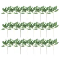 24 Pcs Artificial Flocked Lambs Ear Greenery Stems Faux Lambs Ear Stems Lambs Ear Faux Greenery Decor Artificial