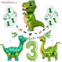 Standing Green Dinosaur Foil Balloons 3th Birthday Decoration Dinosaur Party  Baloons Banner Jungle Animal Part Supplies Globos