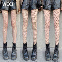 WECI ผู้หญิงแฟชั่นคลาสสิกตาข่ายถุงน่องเซ็กซี่ Fishnet ถุงน่องเอวสูงสีดำสีขาวขนาดใหญ่ขนาดกลางขนาดเล็กกริดจุดต่ำสุดร้านขายชุดชั้นใน