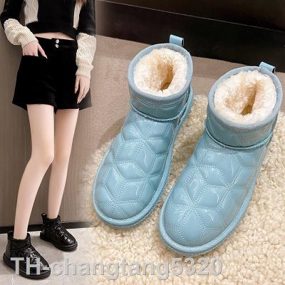 2023changtang5320 ใหม่หิมะรองเท้าบูทผู้หญิงฤดูหนาวรองเท้ากันน้ำ กำมะหยี่อบอุ่นรองเท้าผ้าฝ้ายกันลื่น