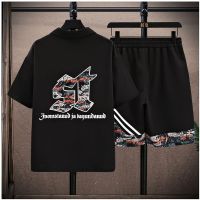 【Ready】? boy summer casl short-sed t- jr high sool students sports suit y mens two-piece set