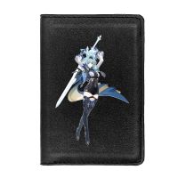 [แฟชั่น] Genshin Impact Spray Knight Eula Passport Cover Men Women Leather Slim ID Card Travel Holder Wallet Document Organizer Case