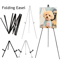 Folding Tripod Display Rack Desktop Easel Craft Display Stand Metal Painting Easel Sketching Painting Rack Cleaning Tools