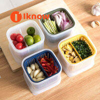 I Know 300ML Fresh-Keeping Box Sealed Box Draining Storage Box Kitchen ตู้เย็นผลไม้ผักท่อระบายน้ำ Crisper คอนเทนเนอร์พร้อมฝาปิด