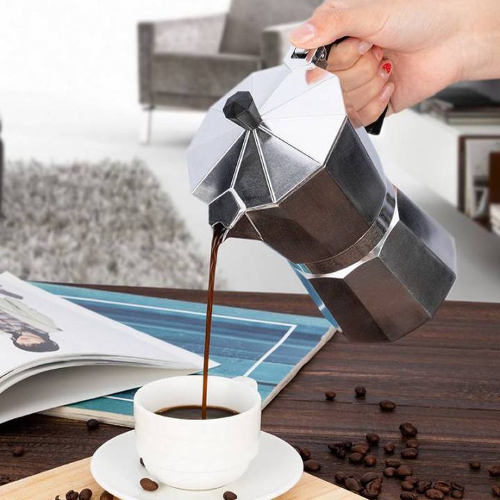 หม้อต้มกาแฟ-เอสเพรสโซ่-กาต้มกาแฟสด-หม้อต้มกาแฟสด-เตาขนาดพกพา-เตาอุ่นกาแฟ-stovetop-espresso-maker-ขนาด-8-x-15-ซม