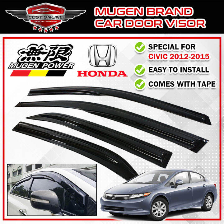 (4 PCS)Mugen Air Press Window Door Visor Wind Deflector For Honda Civic