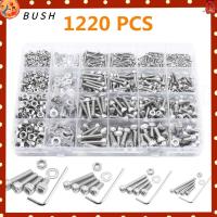 BUSH 1220PCS M2 M3 M4 M5 ประเภทสกรูเมตริก 304สแตนเลสสตีล 8/12/16/20มม. สกรูหัวจมหกเหลี่ยม พร้อมประแจหกเหลี่ยม ชุดน็อตและสลักเกลียว มืออาชีพด้านการ