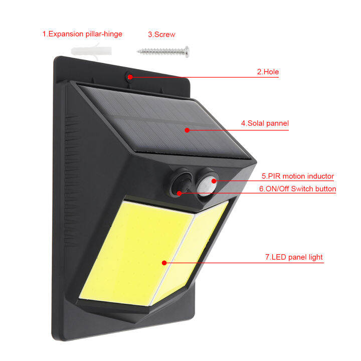 ไฟ400lm-96-cob-ควบคุมด้วยร่างกายประสาทสัมผัสมนุษย์ไฟผนัง-led-หลอดประหยัดไฟเครื่องตรวจจับความเคลื่อนไหวพลังงานแสงอาทิตย์สำหรับกลางแจ้ง-ลาน-ส่องสว่าง