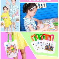 SH.Thai ระบายสี 6 แท่ง  กระเป๋าผ้าระบายสีพร้อมสีระบาย กระเป๋าผ้า graffiti bag