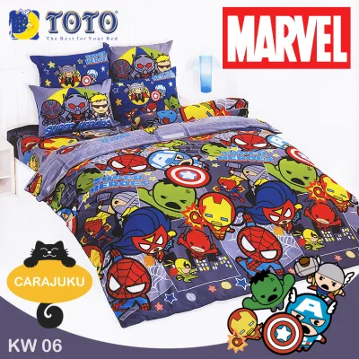 TOTO (ชุดประหยัด) ชุดผ้าปูที่นอน+ผ้านวม มาร์เวล คาวาอิ Marvel Kawaii KW06 สีน้ำเงิน #โตโต้ 3.5ฟุต 5ฟุต 6ฟุต ผ้าปู ผ้าปูที่นอน ผ้าปูเตียง ผ้านวม