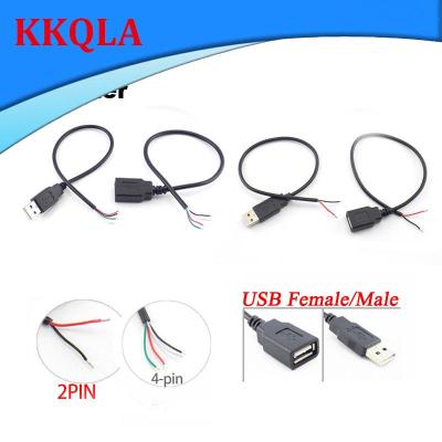 QKKQLA 1M 2Pin 4Pin USB 2.0 A Female Male Jack Power Charge Charging Data Cable Extension Wire Connector DIY 5V Adapter