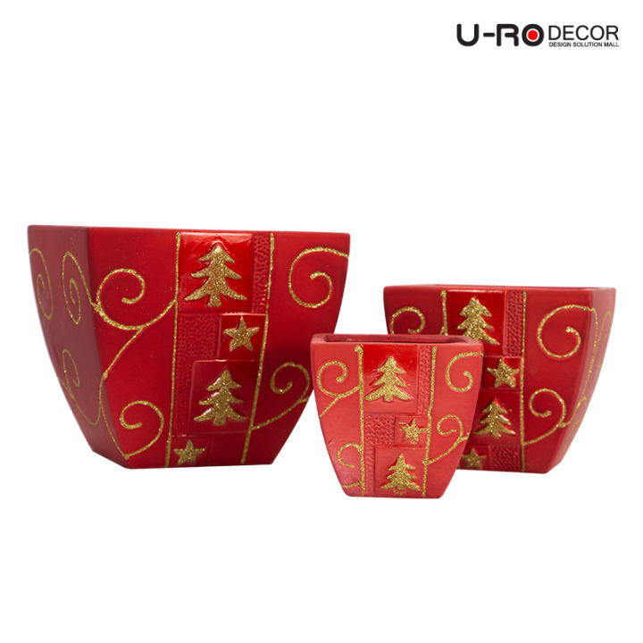 u-ro-decor-รุ่น-goldtree-โกล์ดทรี-กระถางดอกไม้เซรามิก-3-ชิ้น-ชุด-สีแดง-มีให้เลือก-3-ลาย-flower-pot-3-pcs-set