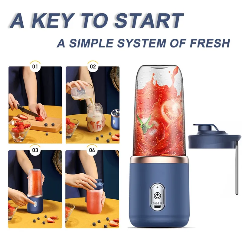 6 Blades Portable Small Electric Juicer Mug Fruit Automatic