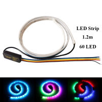 Car Dynamic Streamer Rear Tail LED Light Strip 1.2m 60LED 12V Auto ke Turn Signal Warning Lamp RGB Colorful Mode